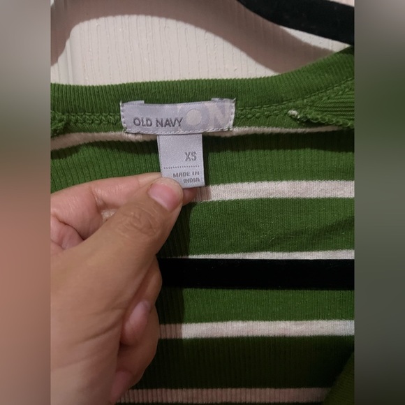 Old navy Green and White Striped Cardigan Twilight core Bella Swan Cardigan y2k - Picture 2 of 3